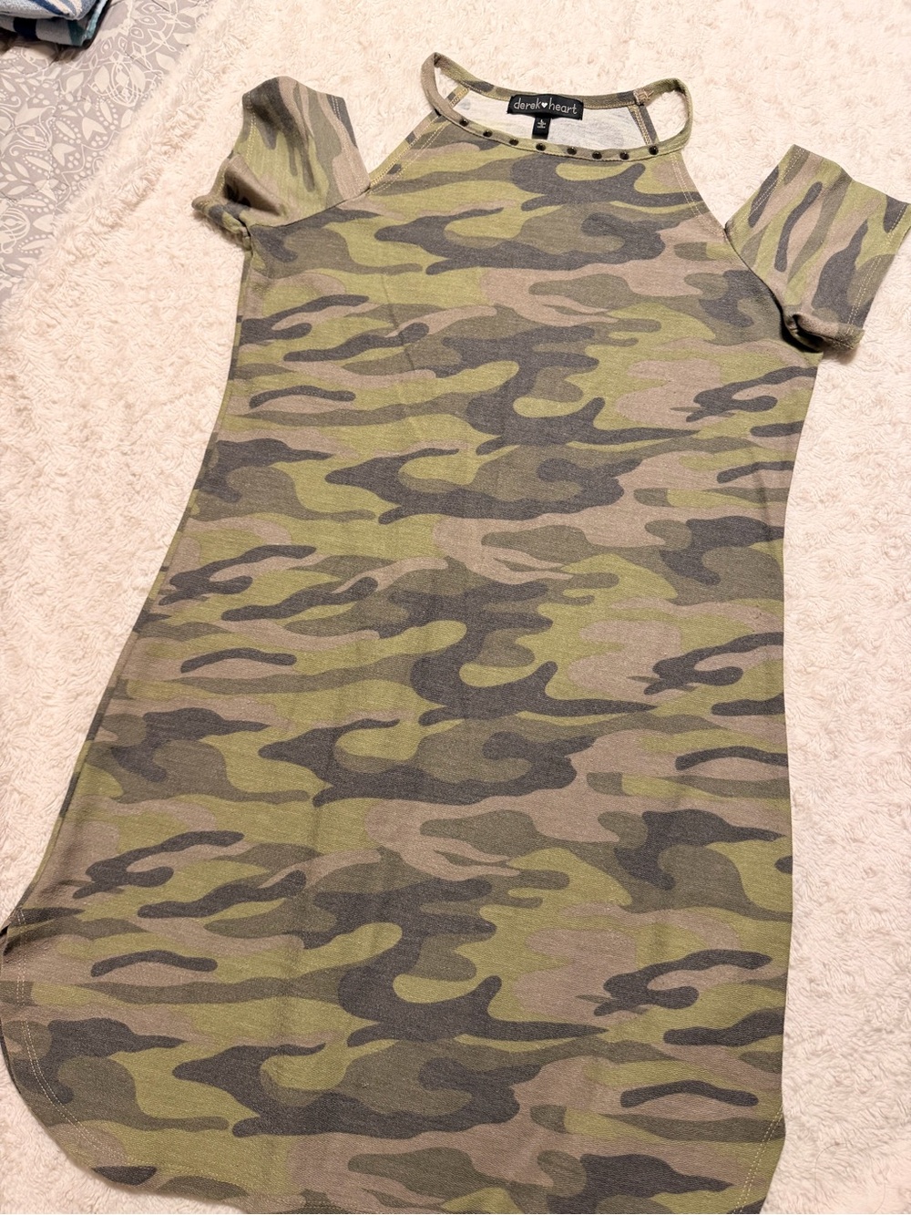 Derek heart Camo Cold-Shoulder Knit Dress size M